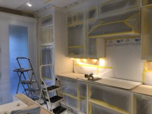 Spray Painted Kitchen Cabinets in Burlington